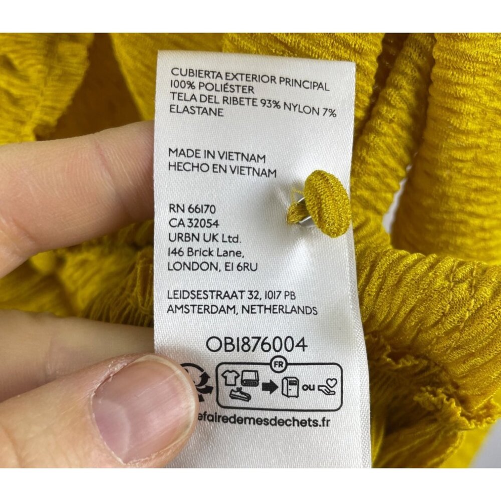 Anthropologie Women's Small Mustard Yellow Collared Flounce Sleeve Button Blouse - Picture 7 of 10